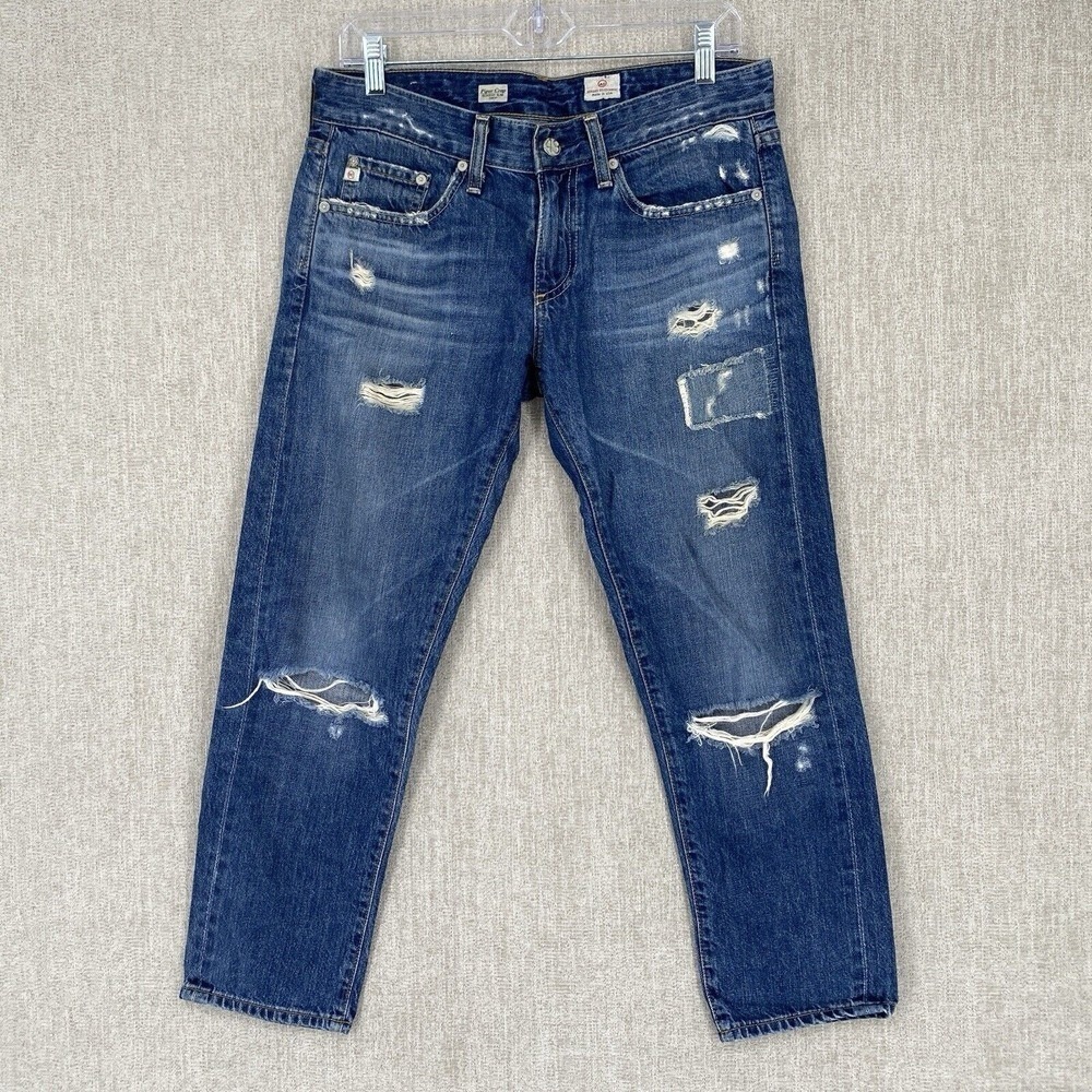 AG Adriano Goldschmied Jeans Womens 26 Blue Piper Crop Slouchy Slim Distressed